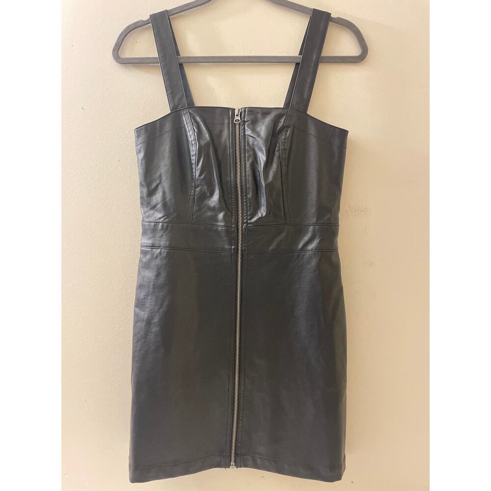 Wild Fable Women's Size XS Faux Leather Full Zip Dress‎ Sleeveless Black NWT